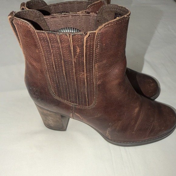 Timberland Atlantic Heights Brown Leather Slip On Womens 7 Chelsea Boots A16CX - Picture 4 of 16